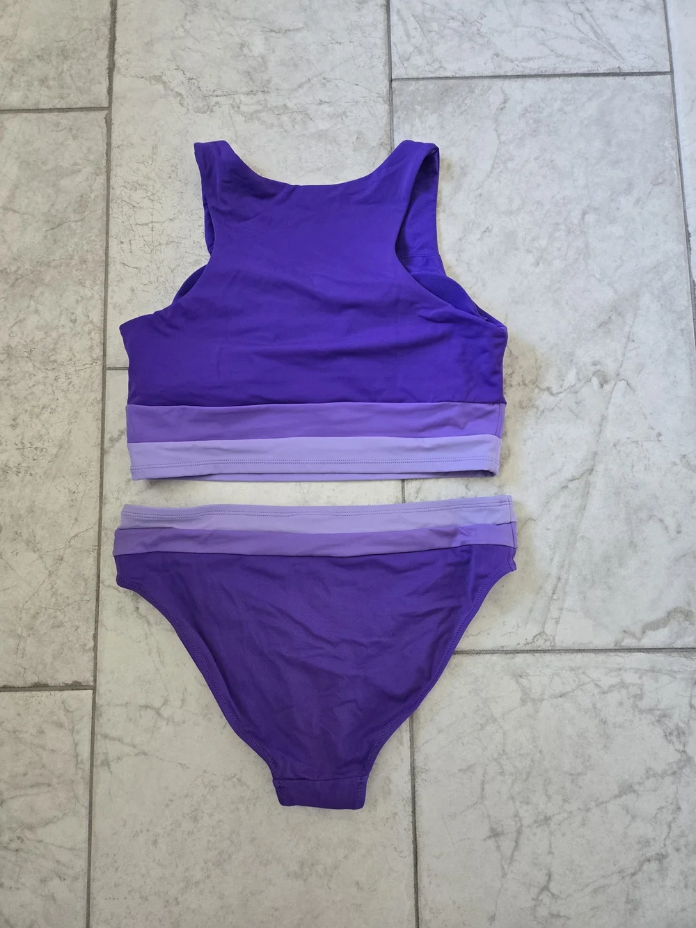 KIAVA Mommy And Me Matching Purple Ombré Two-Piece One-Piece Swim Set